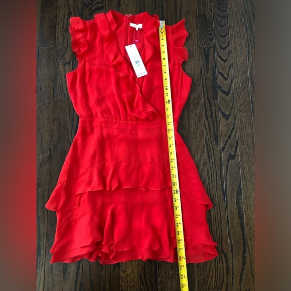 Parker Women’s 0 Tangia 100% Silk Ruffled Tiered Mini Dress in Red Flare - NWT! - Picture 11 of 15
